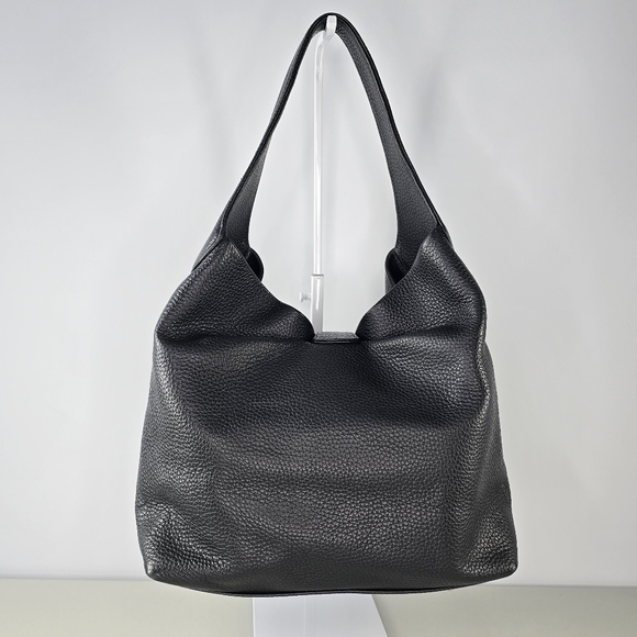 Dooney & Bourke Large Pebble Grain Logo Lock Hobo Bag in Black Leather - Picture 2 of 14